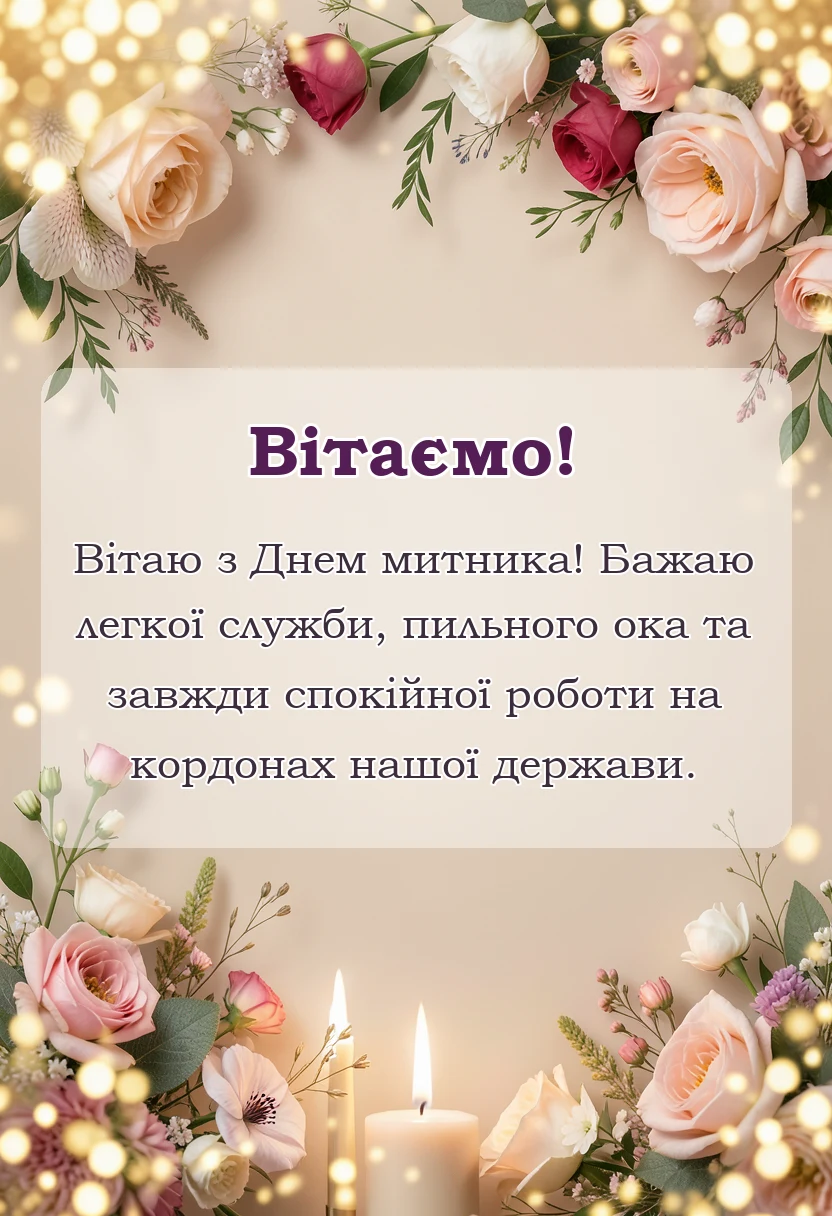 листівка з побажанням - привітання з днем митника