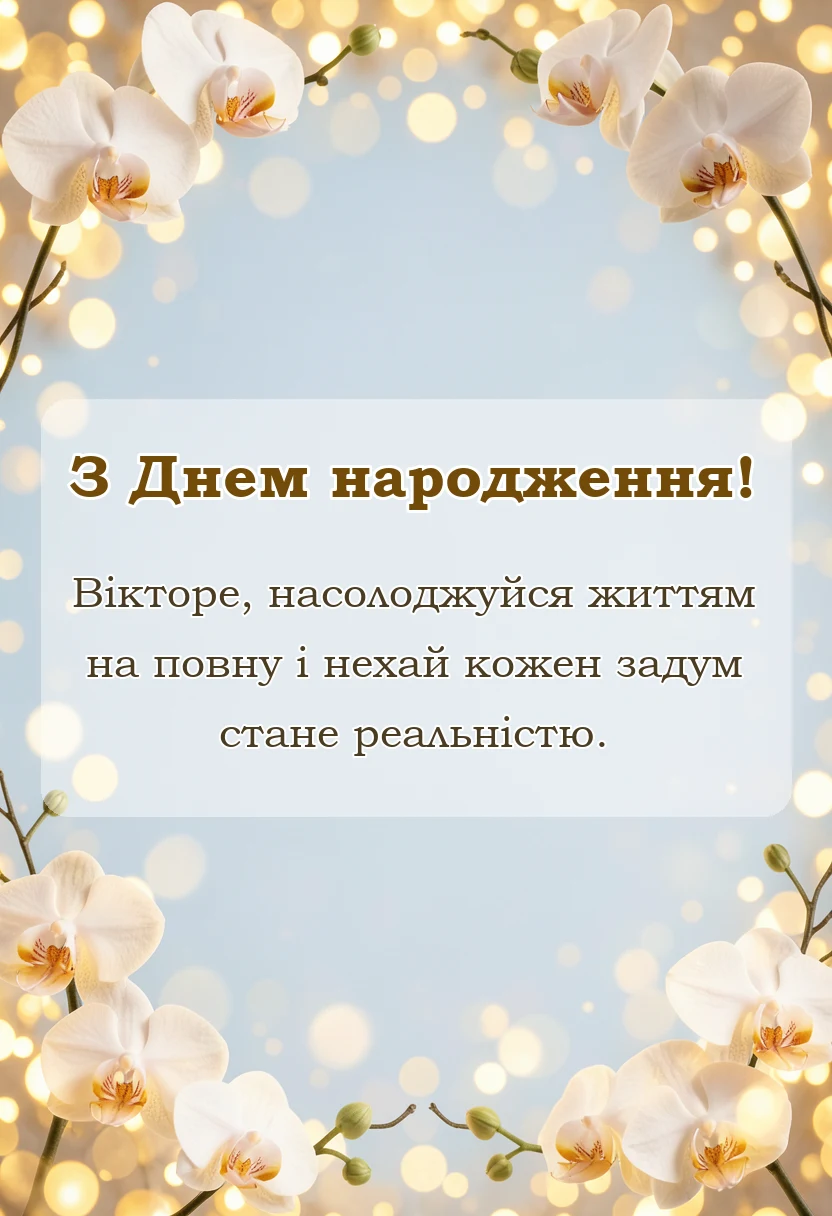 красива листівка: привітання з днем народження віктору