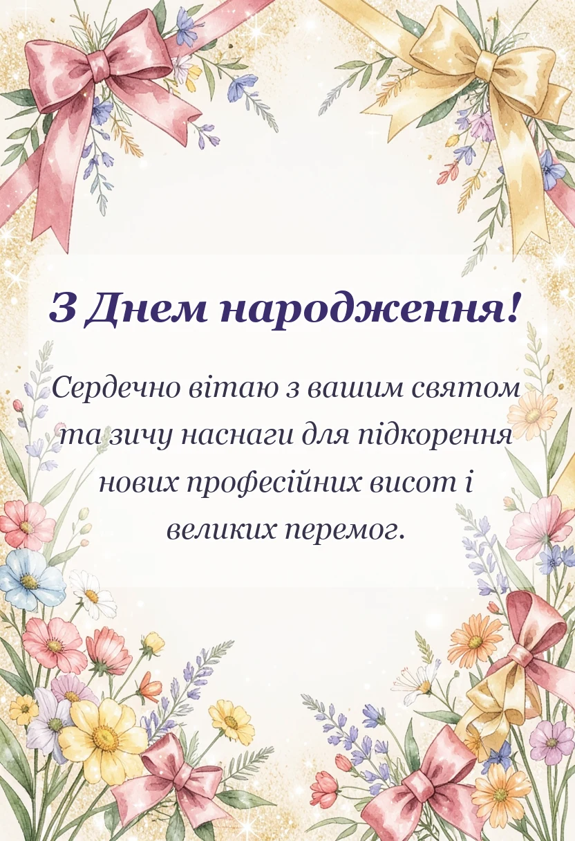 вітальна листівка - привітання з днем народження начальнику