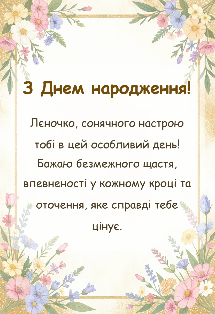 унікальна листівка - привітання з днем народження олена