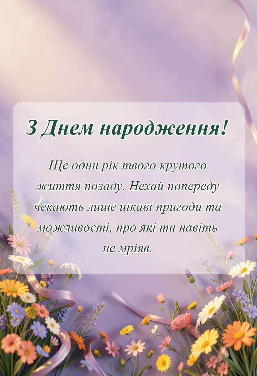 листівка з побажанням - привітання з днем народження підлітку