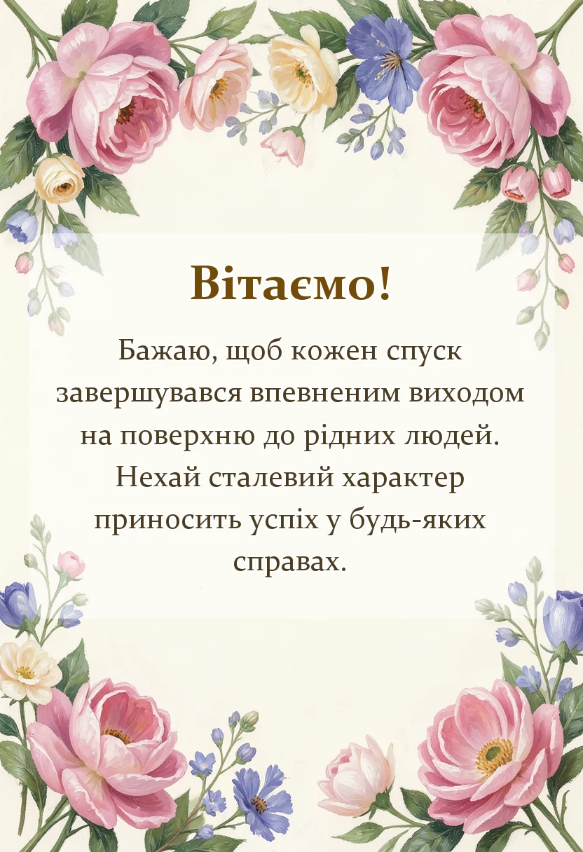 листівка з побажанням - привітання з днем шахтаря
