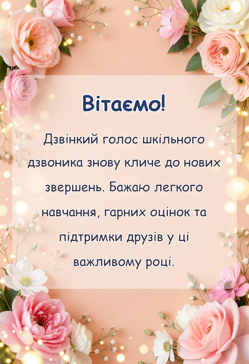 унікальна листівка - привітання з першим вересня своїми словами