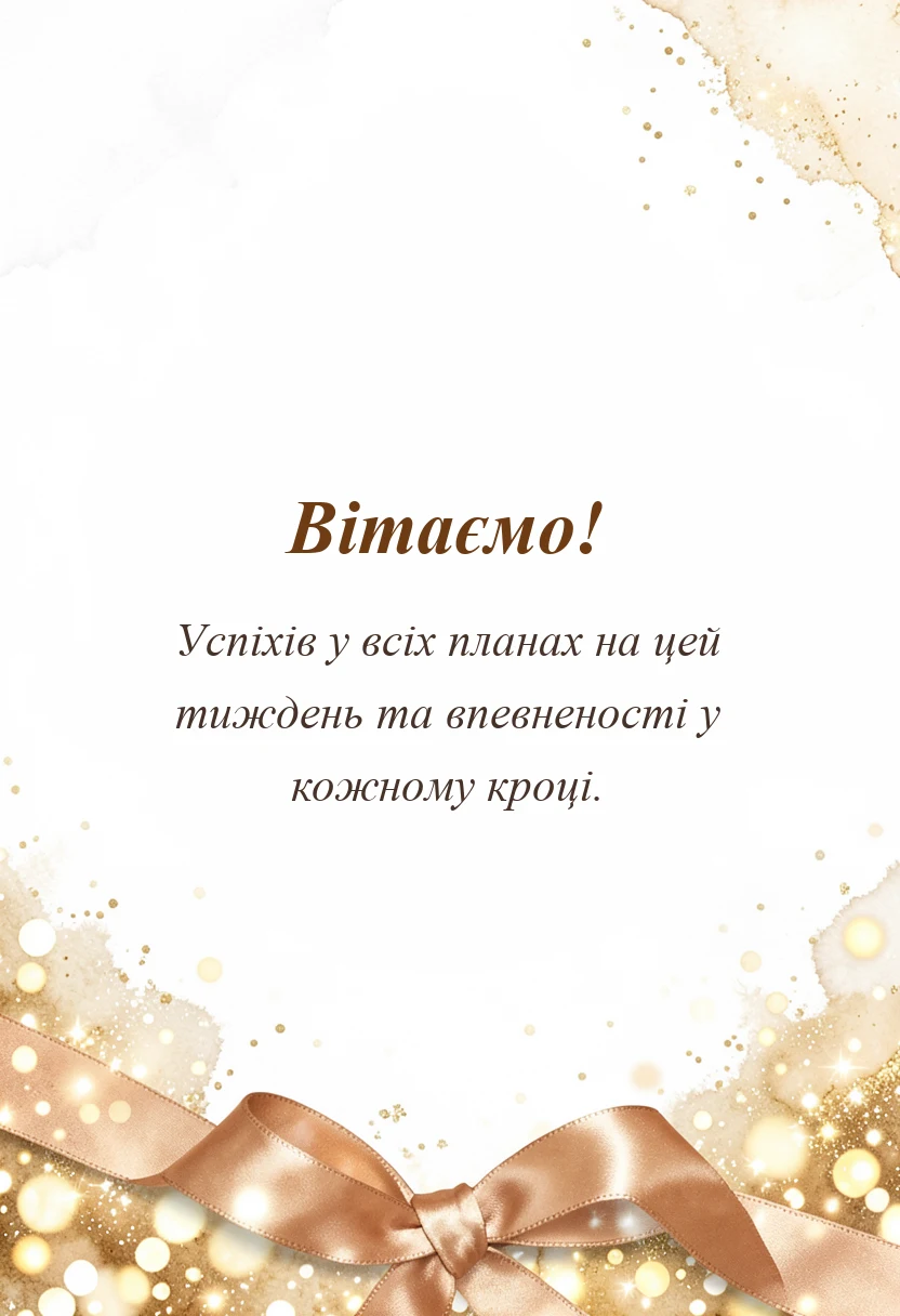 унікальна листівка - привітання з початком нового тижня своїми словами