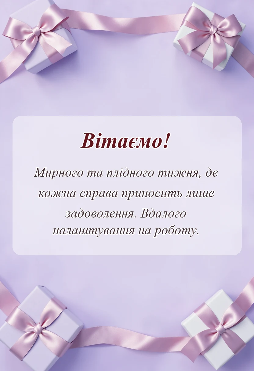 вітальна листівка - картинки з початком нового тижня своїми словами