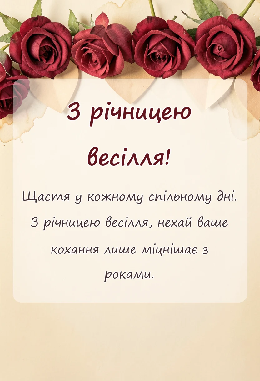 листівка з побажанням - смс привітання з річницею весілля