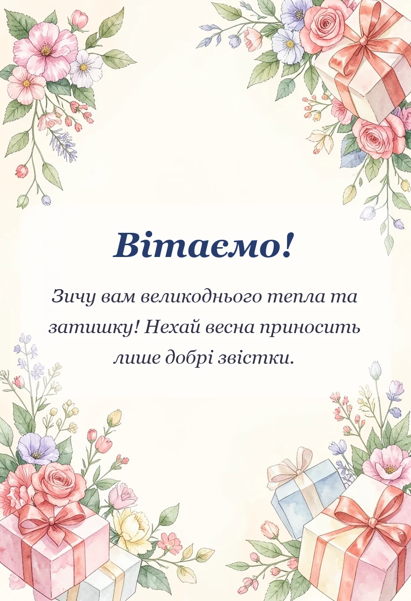 красива листівка: коротке привітання з великоднем