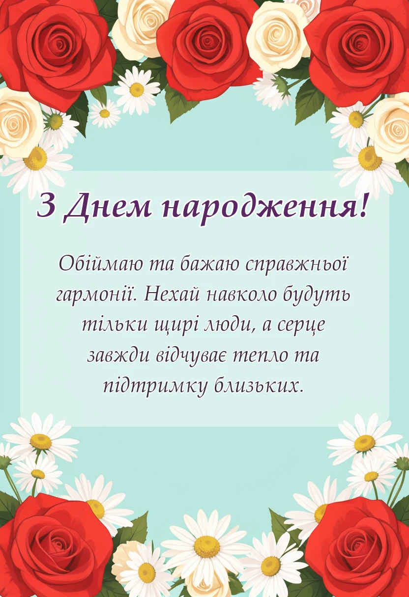 красива листівка: побажання на день народження