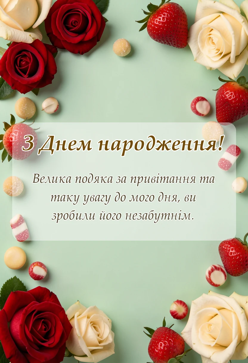 красива листівка: подяка за день народження
