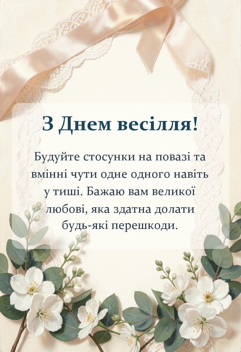 святкова картинка: привітання на весілля своїми словами до сліз