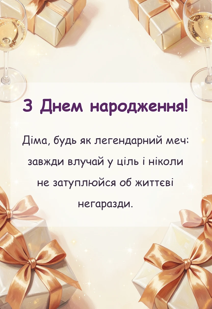 унікальна листівка - прикольні привітання з днем народження діма