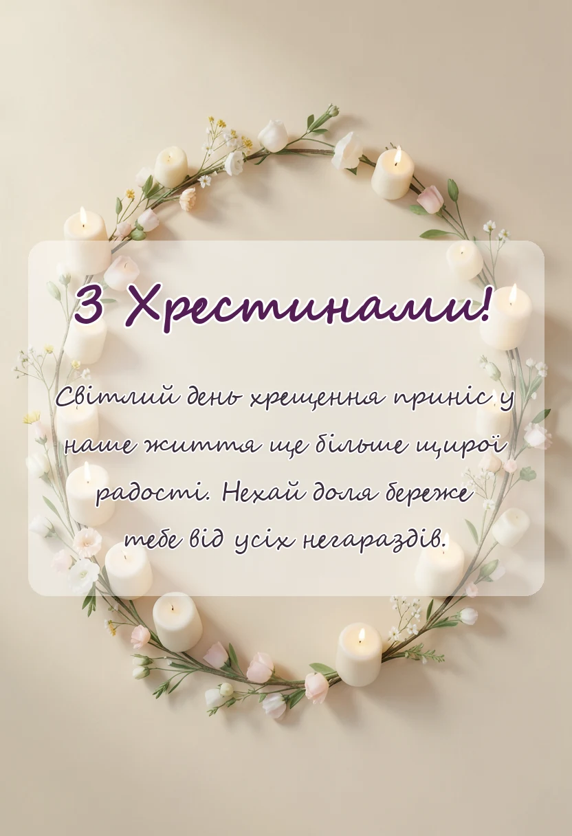 святкова картинка: підпис до допису з хрещенням дитини