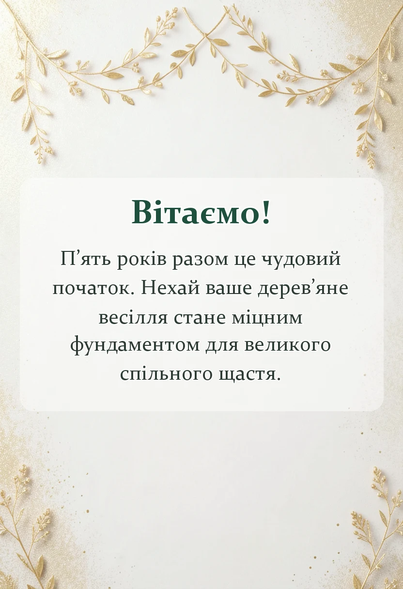 вітальна листівка - привітання з дерев яним весіллям картинки
