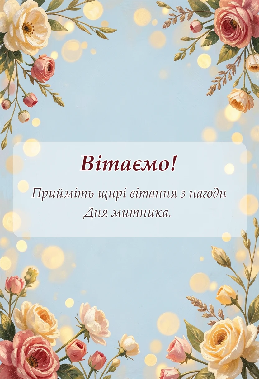 листівка з побажанням - привітання з днем митника