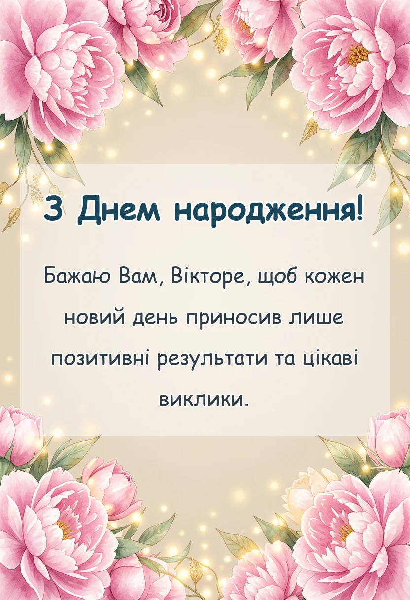 святкова картинка: привітання з днем народження віктору