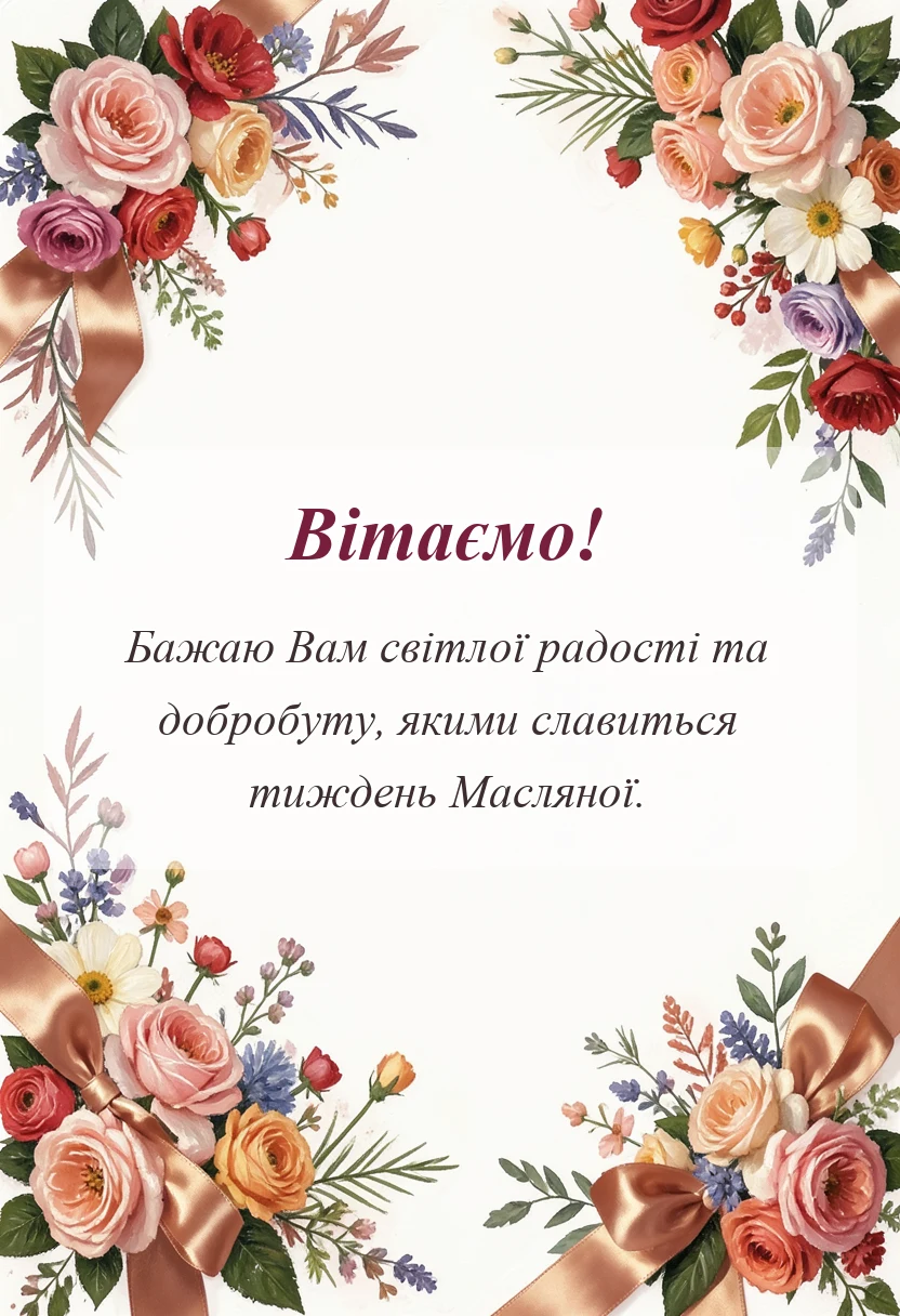 красива листівка: привітання з масляною
