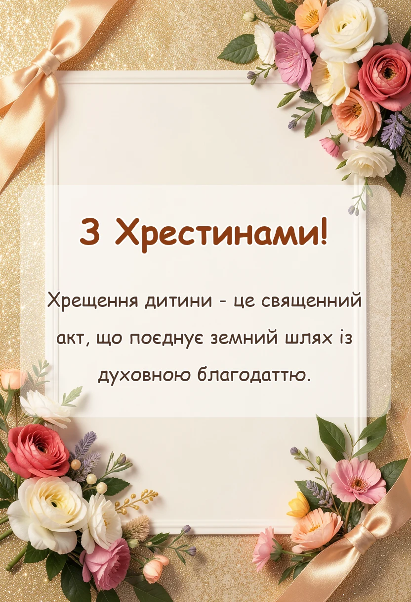 листівка з побажанням - побажання на хрещення дитини