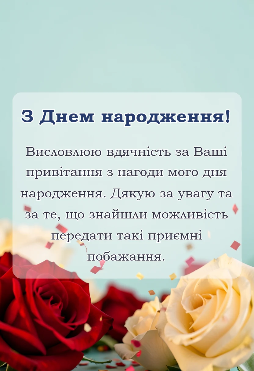вітальна листівка - подяка за день народження