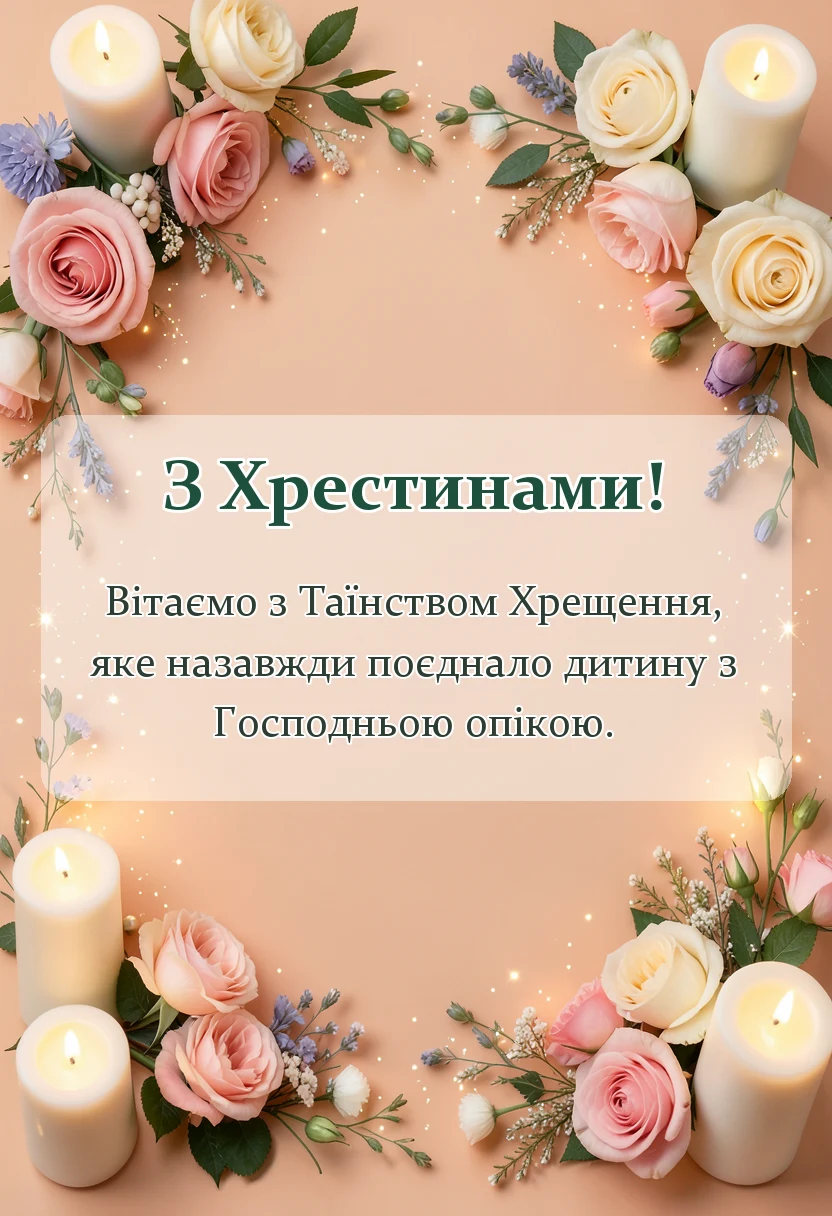 красива листівка: підпис до допису з хрещенням дитини