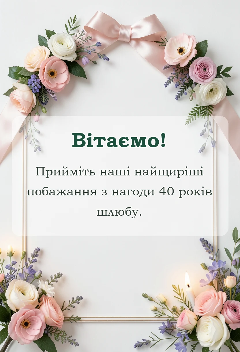 унікальна листівка - привітання з 40 роками весілля картинки