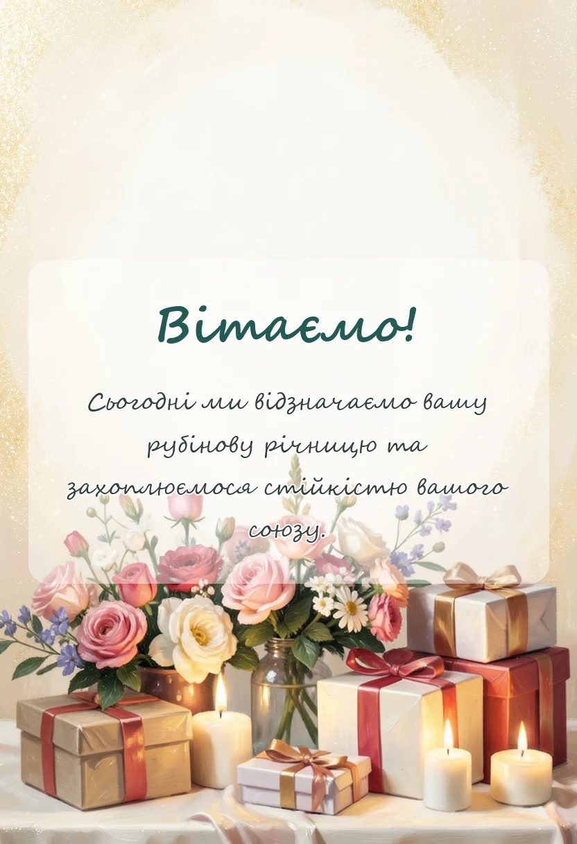 унікальна листівка - привітання з 40 роками весілля картинки своїми словами