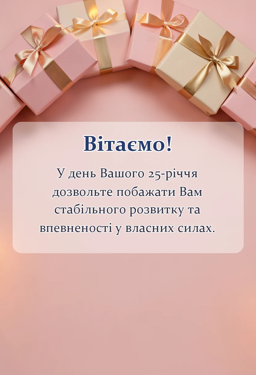 листівка з побажанням - привітання з 25-річчям чоловікові