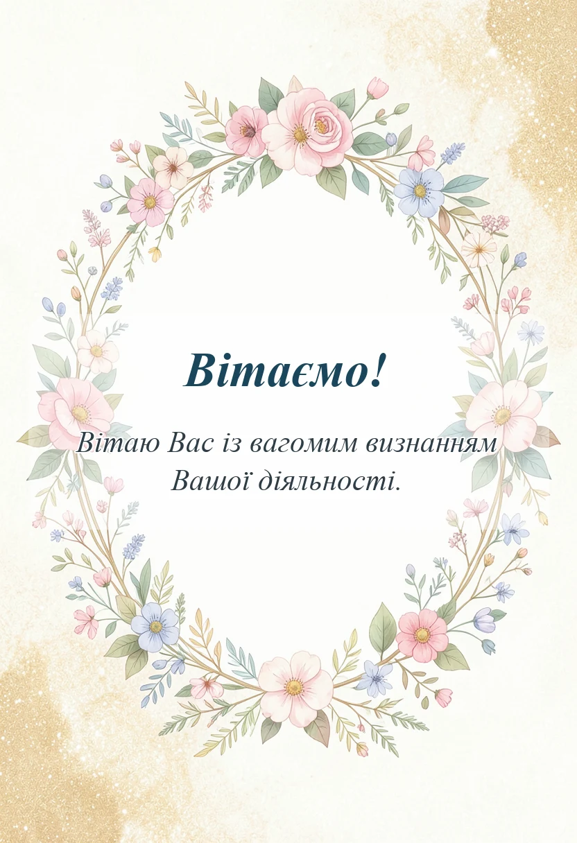вітальна листівка - привітання з нагородою своїми словами