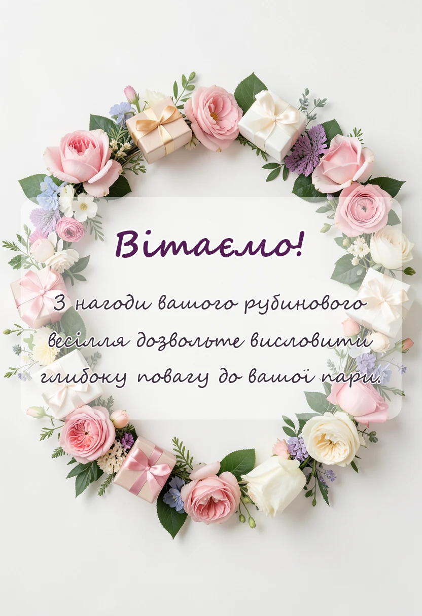 святкова картинка: привітання з 40 роками весілля картинки