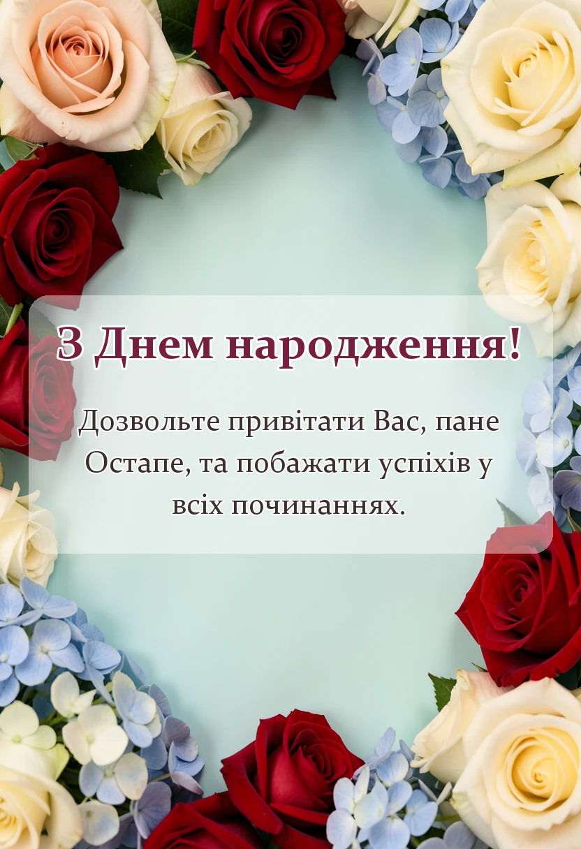 листівка з побажанням - привітання з днем народження остапу