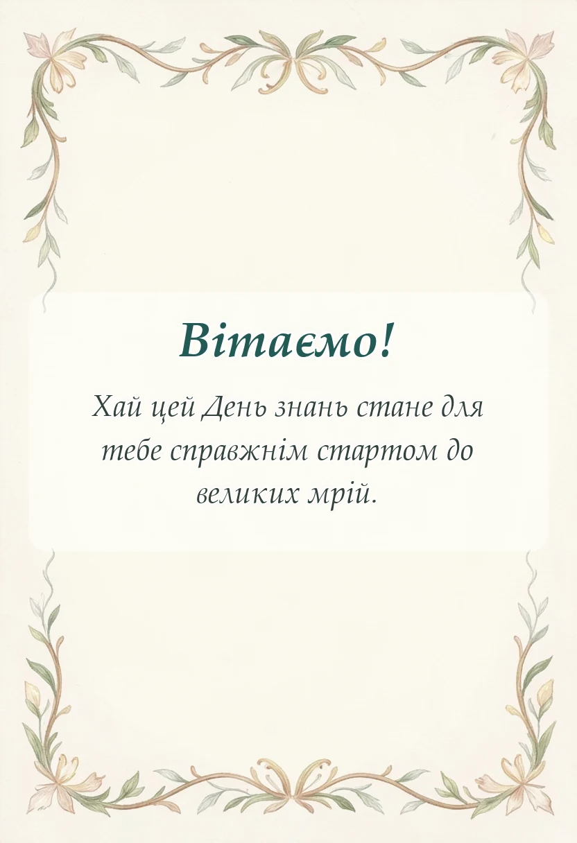 унікальна листівка - привітання з першим вересня своїми словами