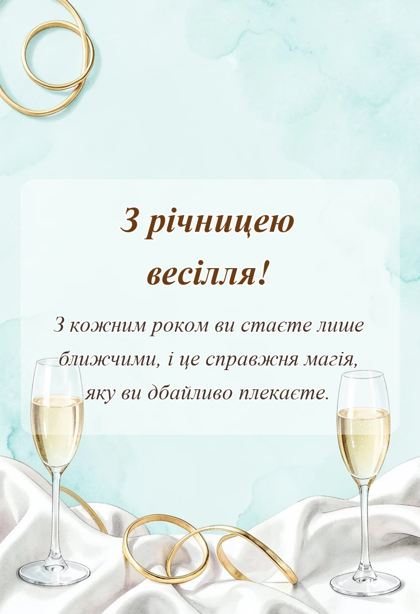 красива листівка: вітання з річницею весілля