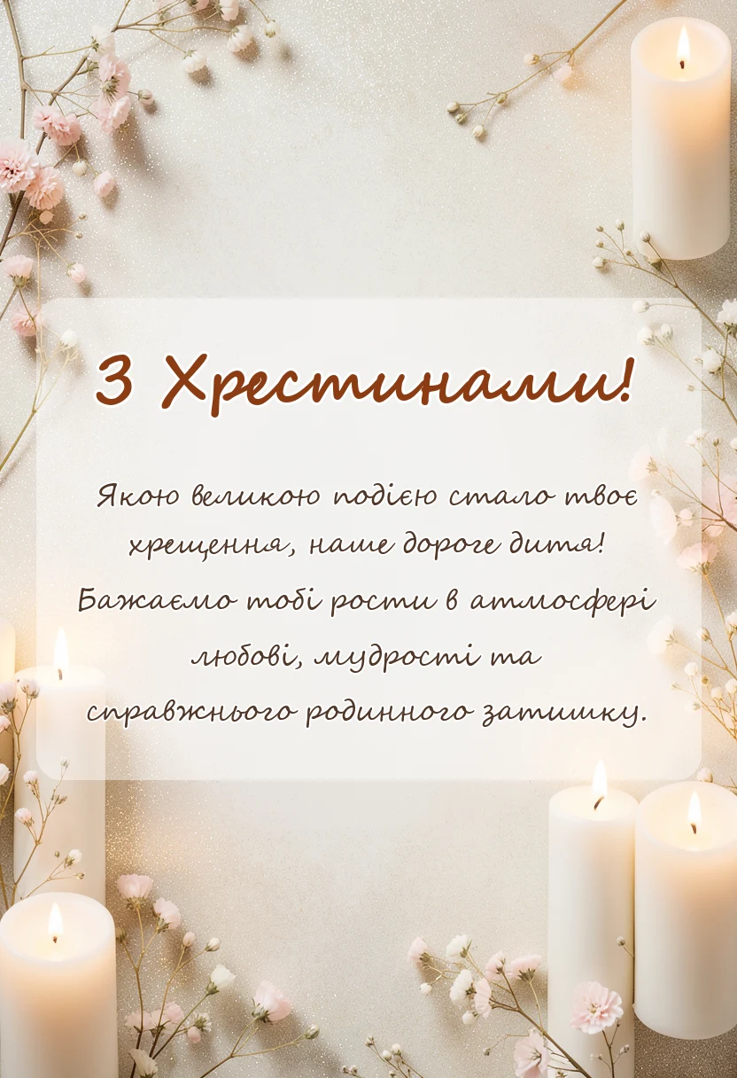 красива листівка: побажання на хрещення дитини