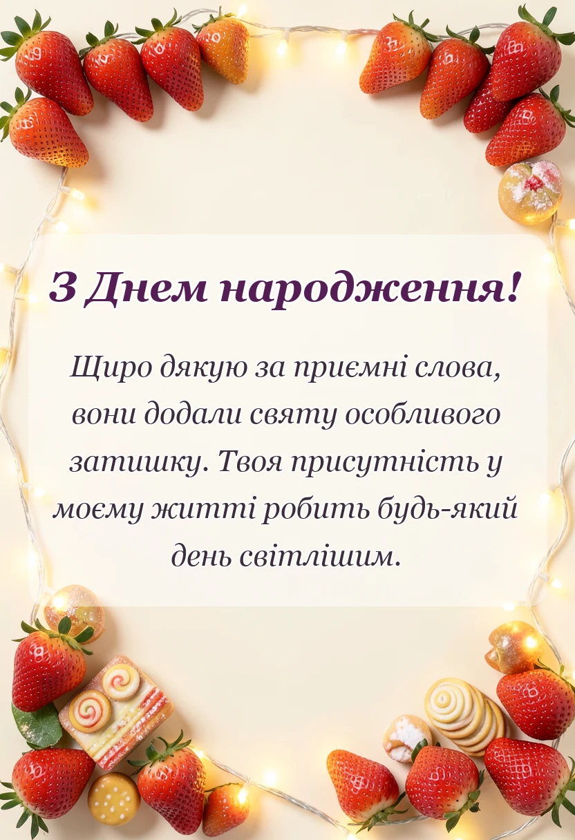 листівка з побажанням - подяка за день народження