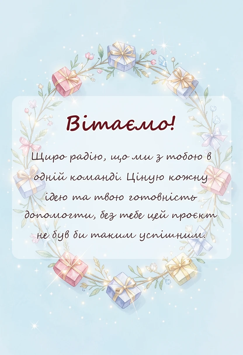 святкова картинка: подяка за співпрацю своїми словами