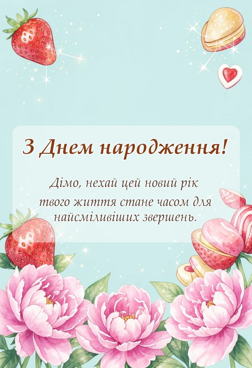 листівка з побажанням - привітання з днем народження діма своїми словами