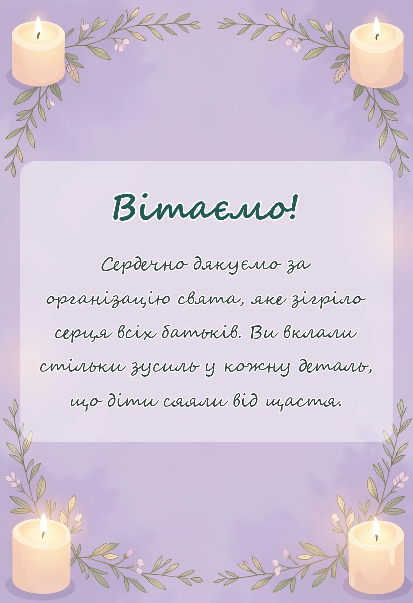 красива листівка: подяка за свято в садочку