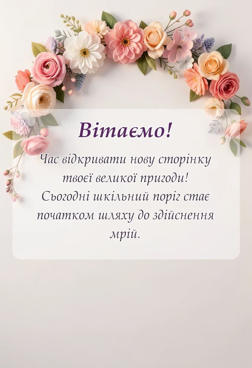 красива листівка: привітання з першим вересня дитині