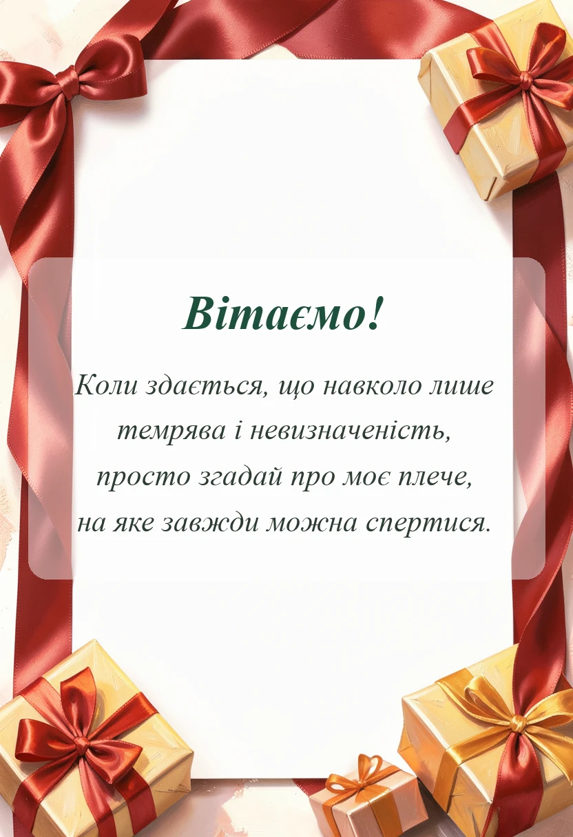 вітальна листівка - слова підтримки своїми словами