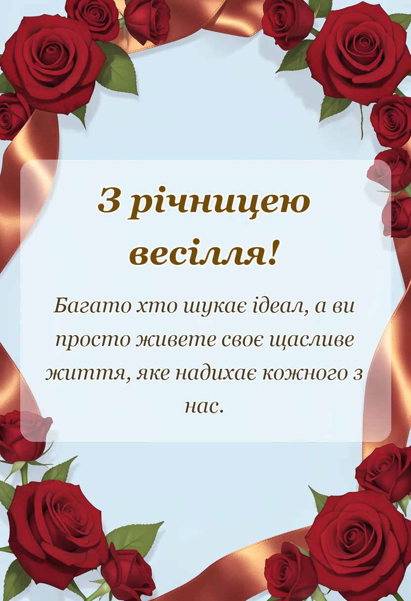 вітальна листівка - вітання з річницею весілля