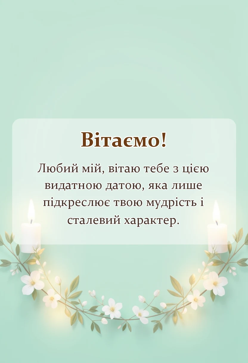 вітальна листівка - привітання з 75-річчям чоловікові