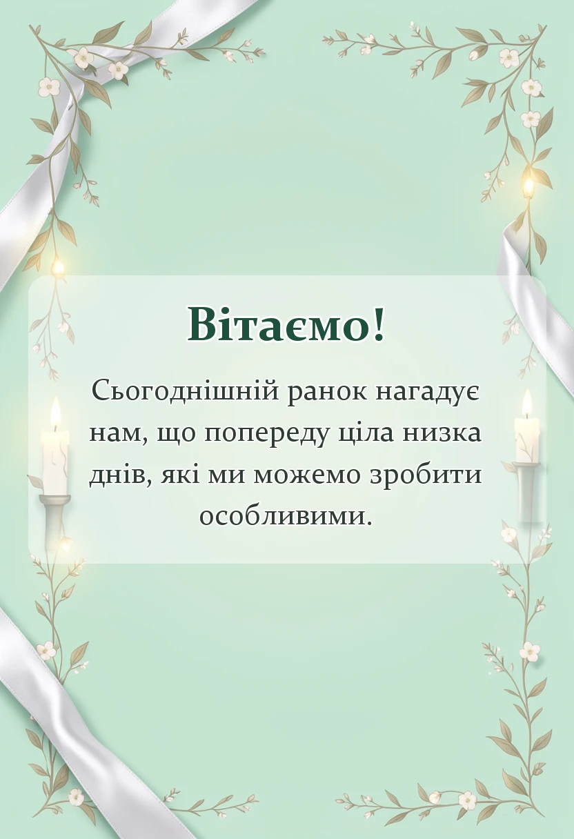вітальна листівка - привітання з початком нового тижня своїми словами