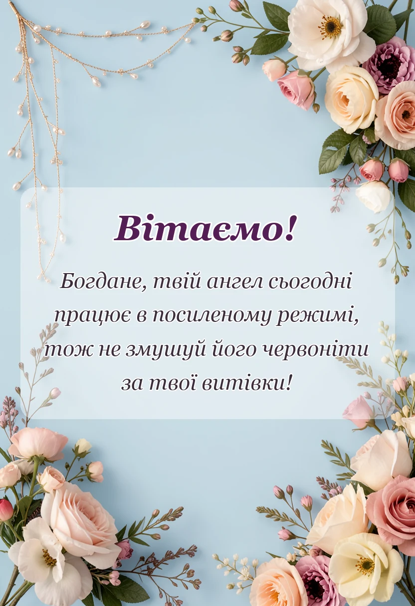 святкова картинка: привітання з днем ангела богдана