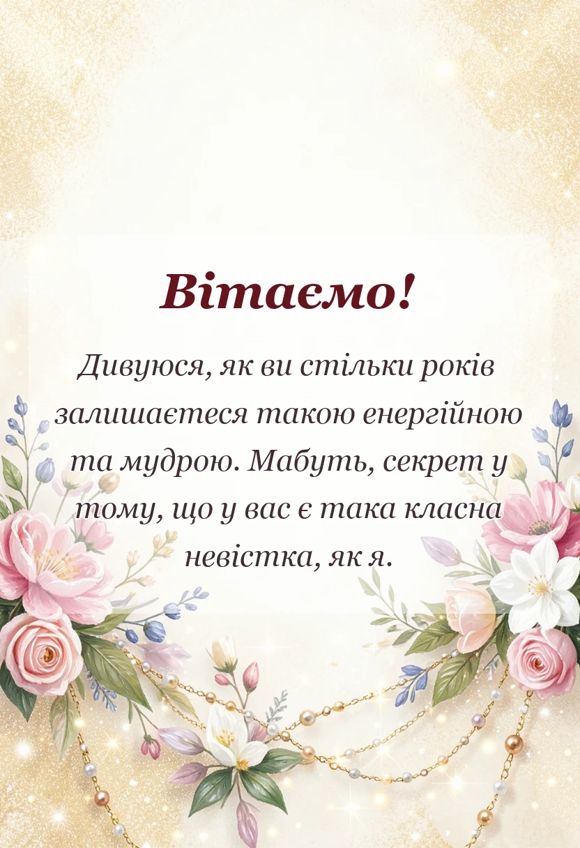 красива листівка: привітання з днем матері свекрусі від невістки своїми словами