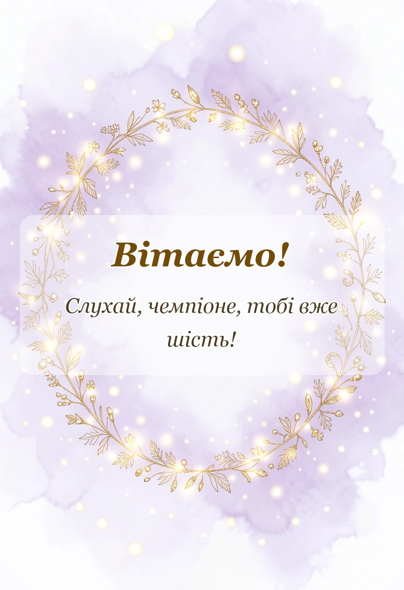 вітальна листівка - привітання з днем народження 6 років хлопчику
