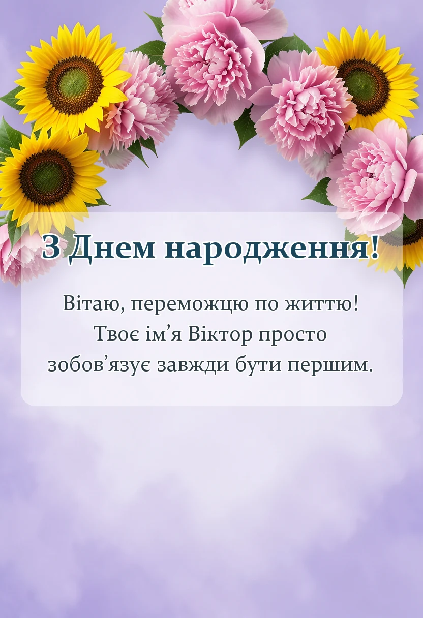 красива листівка: привітання з днем народження віктору