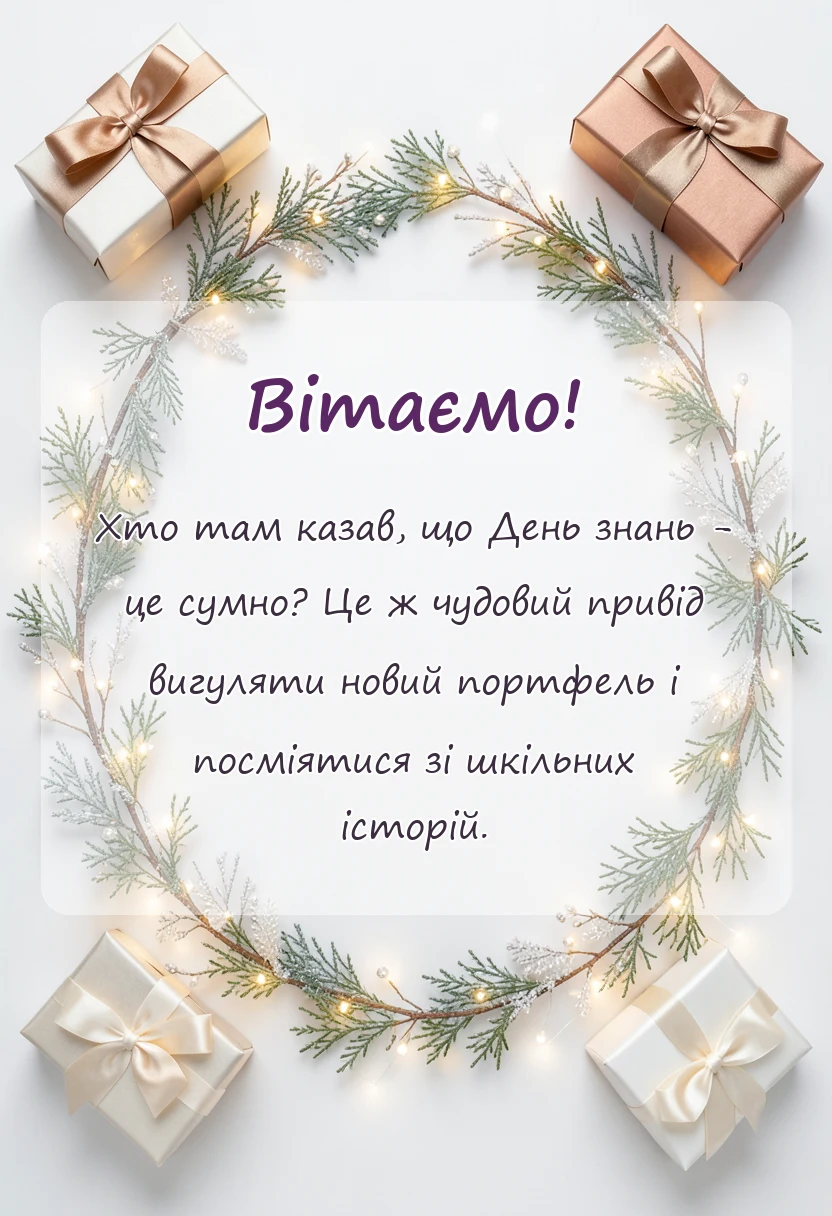 листівка з побажанням - привітання з першим вересня