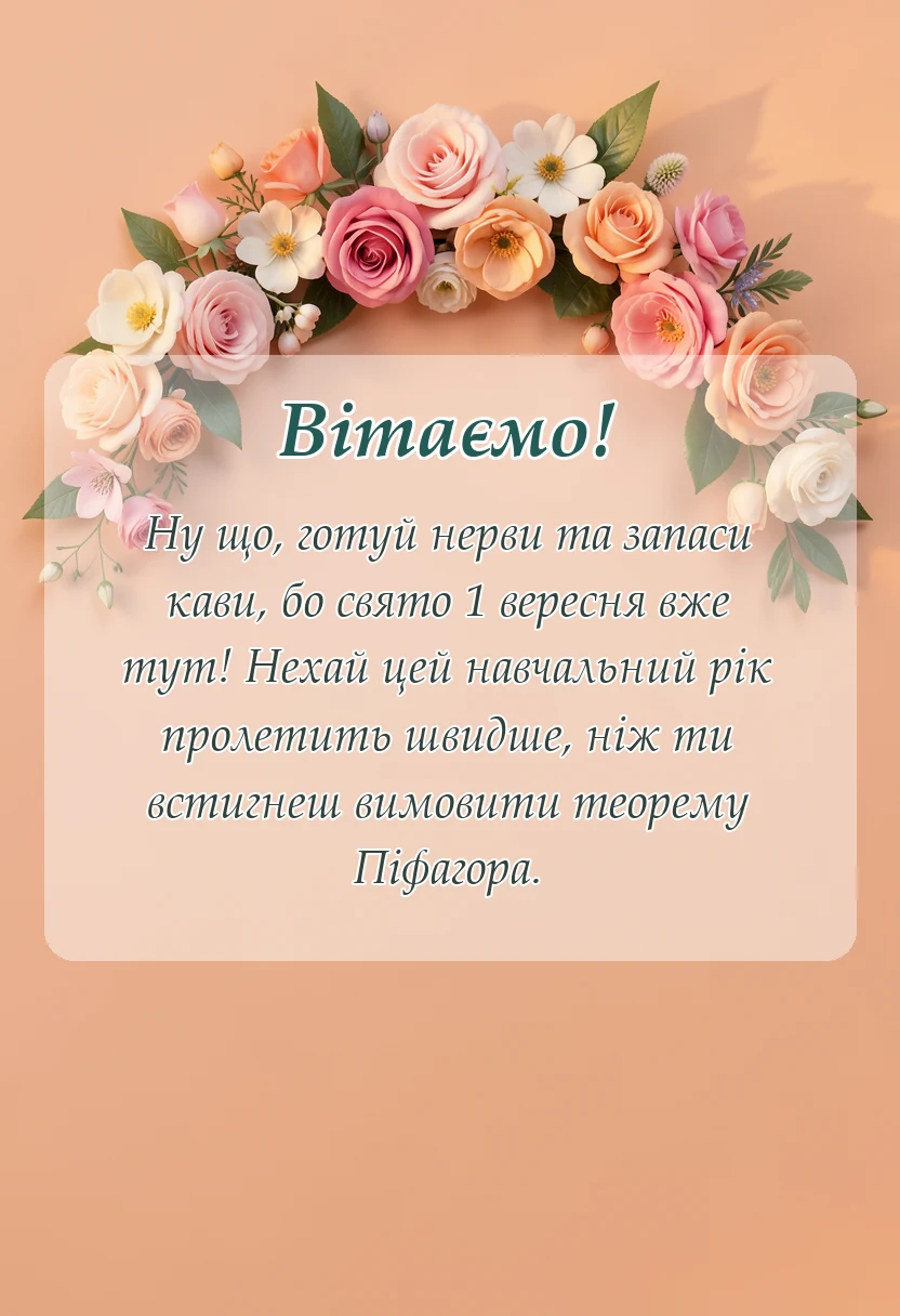 вітальна листівка - привітання з першим вересня своїми словами