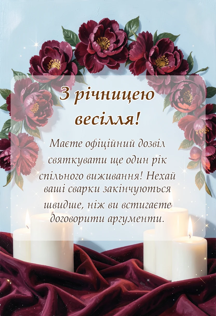 вітальна листівка - смс привітання з річницею весілля