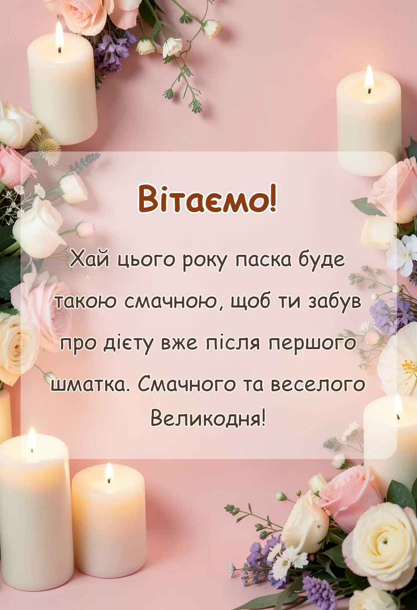 унікальна листівка - коротке привітання з великоднем