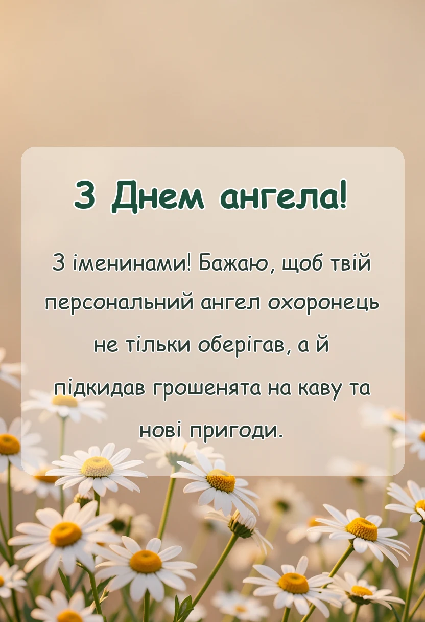 вітальна листівка - короткі привітання з днем ангела